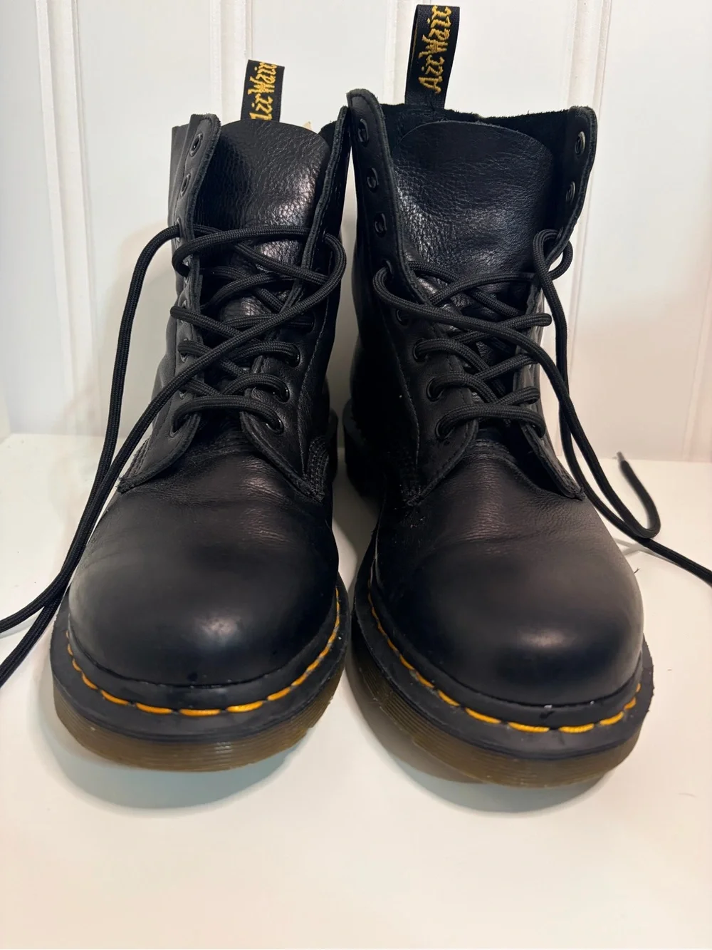 Dr Martens 1460 W Air Wair Black Nappa Leather 8 Eye Lace Up Boots UK8 EU42 US10